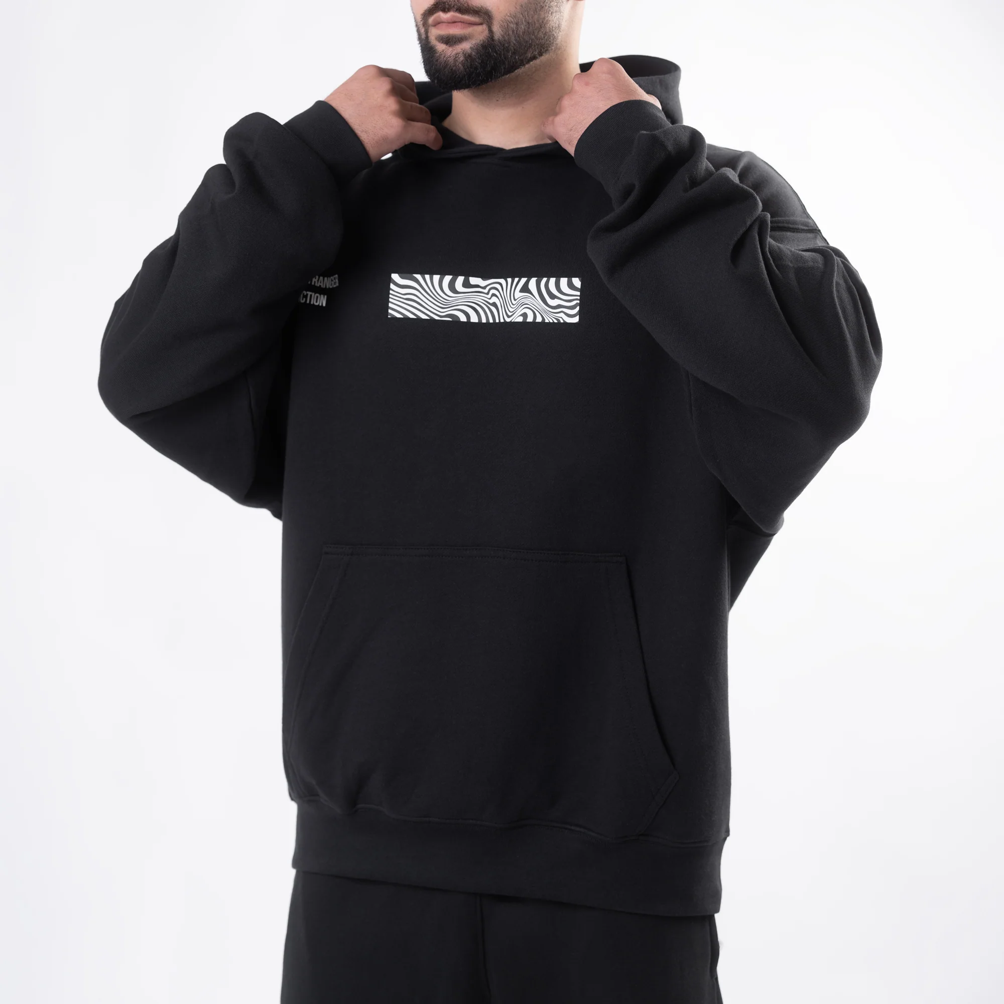 Black Boxy Fit "Reality" Print Hoodie - Image 4
