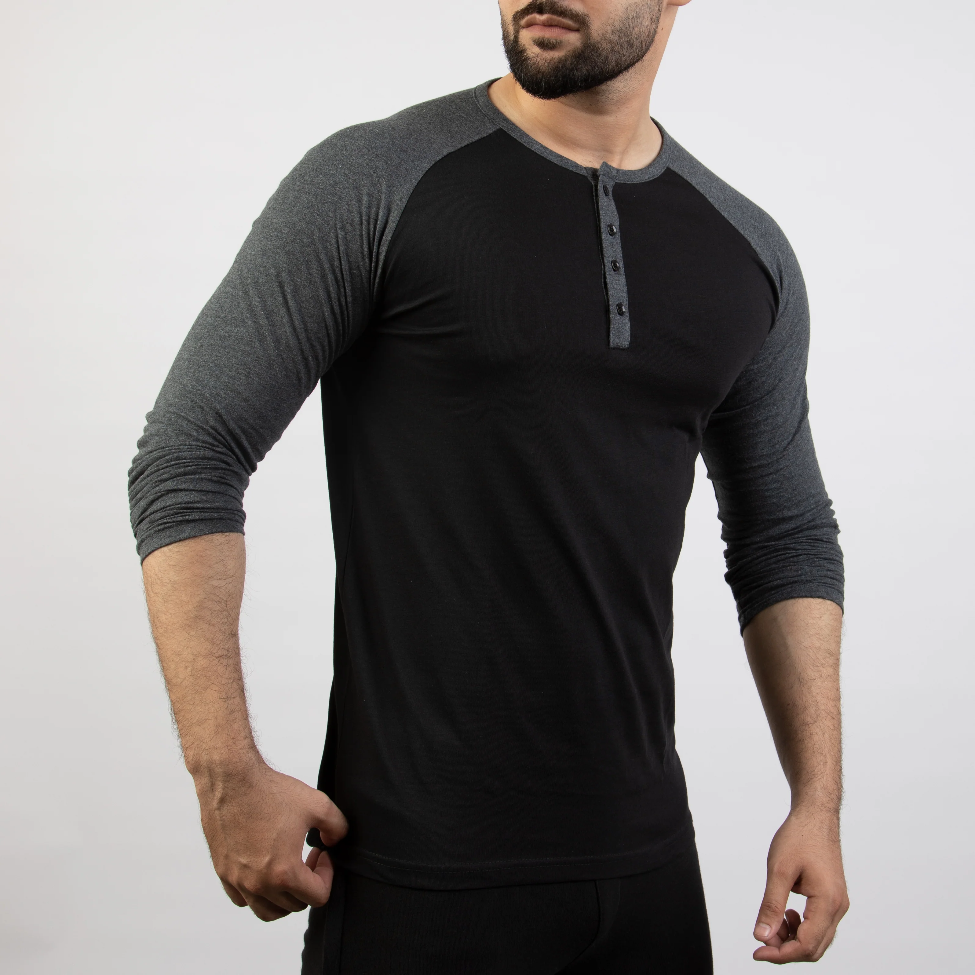 Gray Melange & Black Henley - Image 3