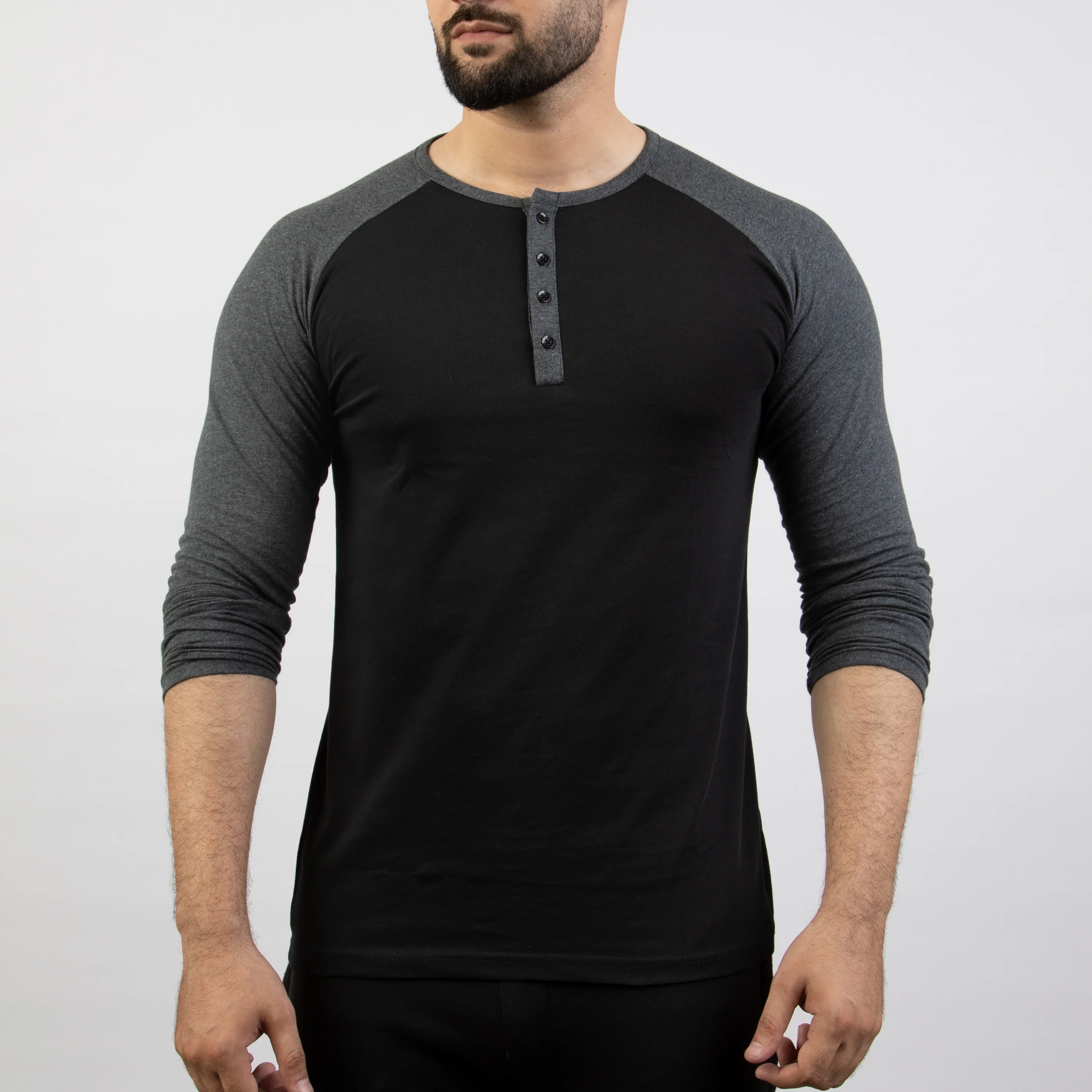 Gray Melange & Black Henley - Image 4