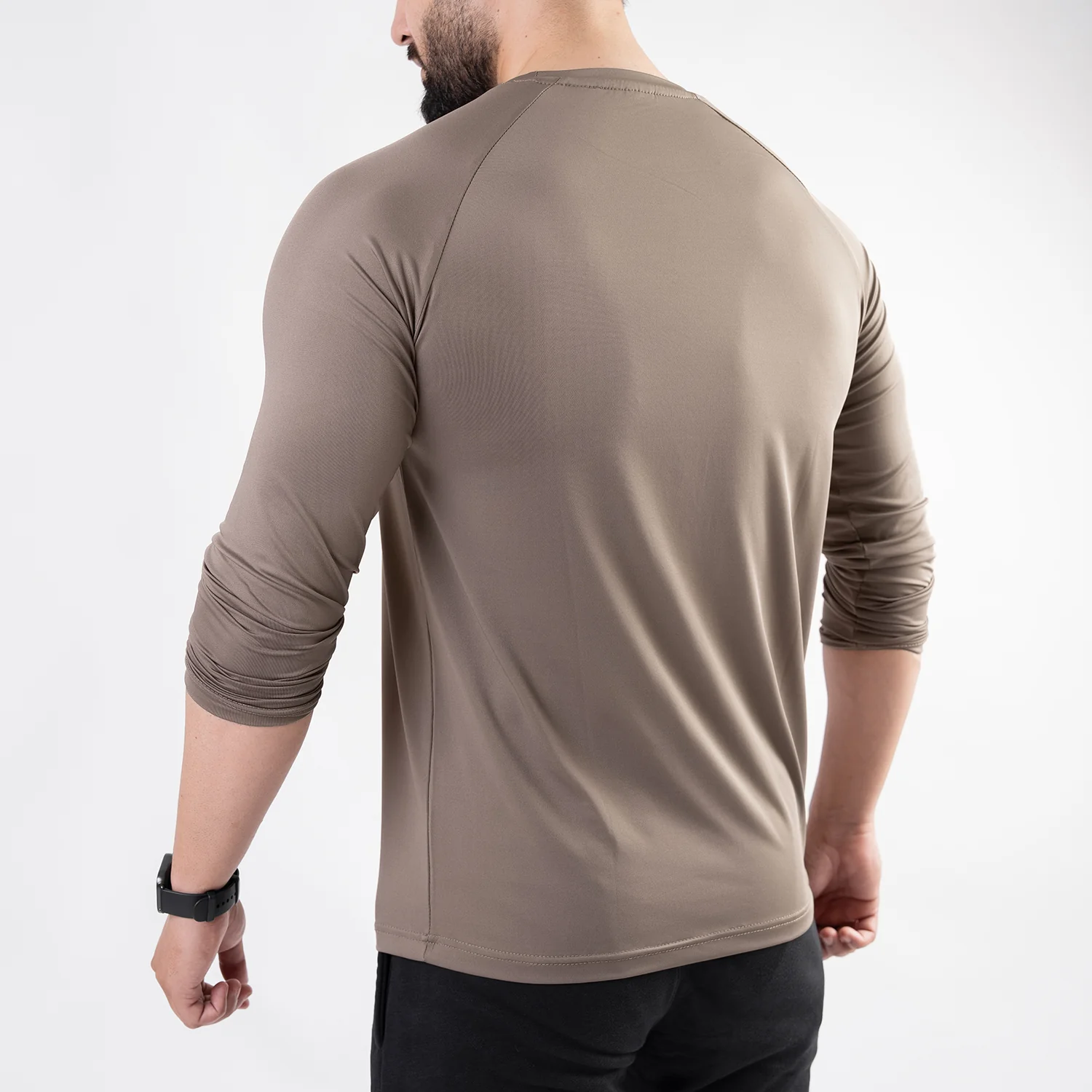 Khaki Lycra Full Sleeves Tee with 4-Way Stretch - Image 4