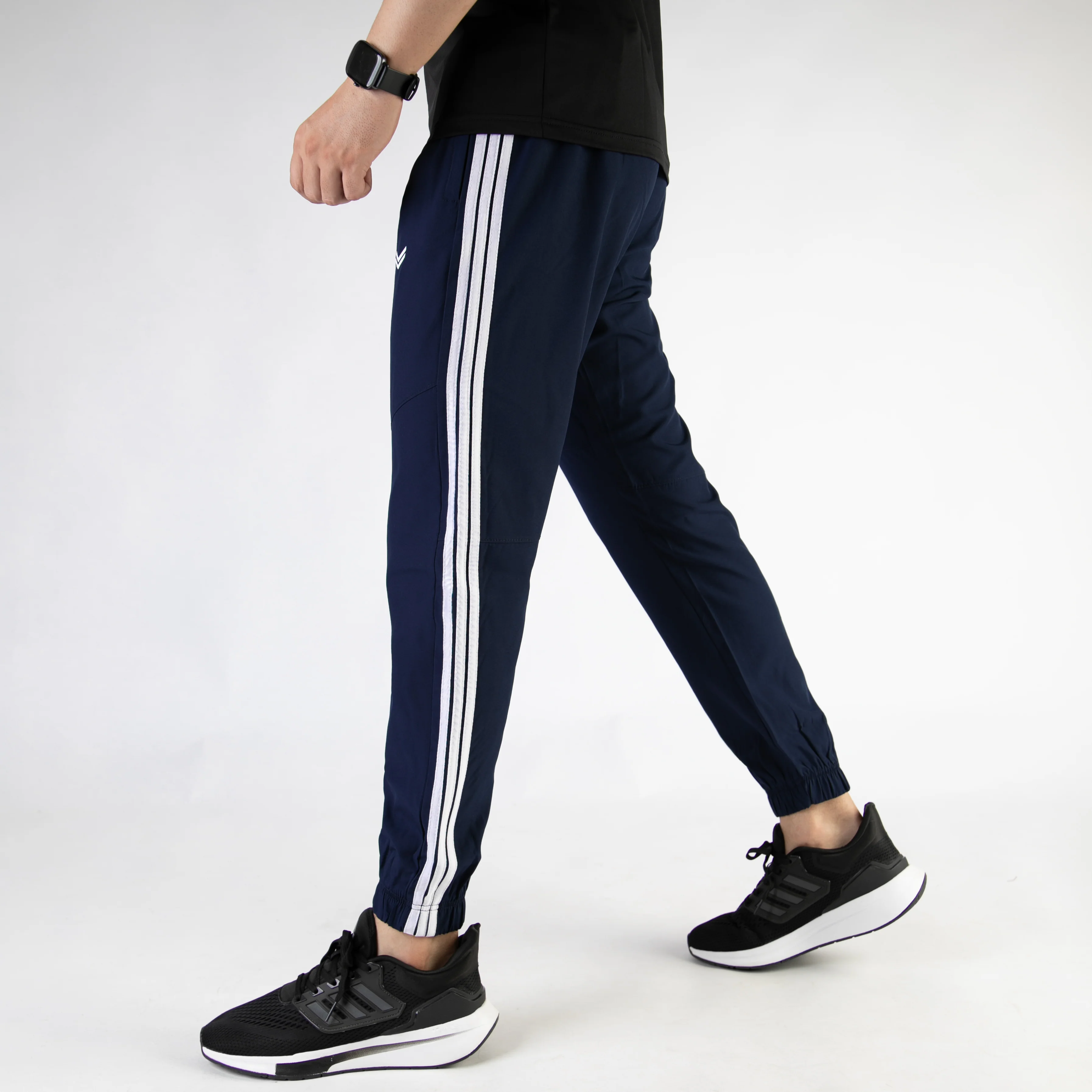 Navy Premium Micro Stretch Pants with Three White Stripes - Image 3