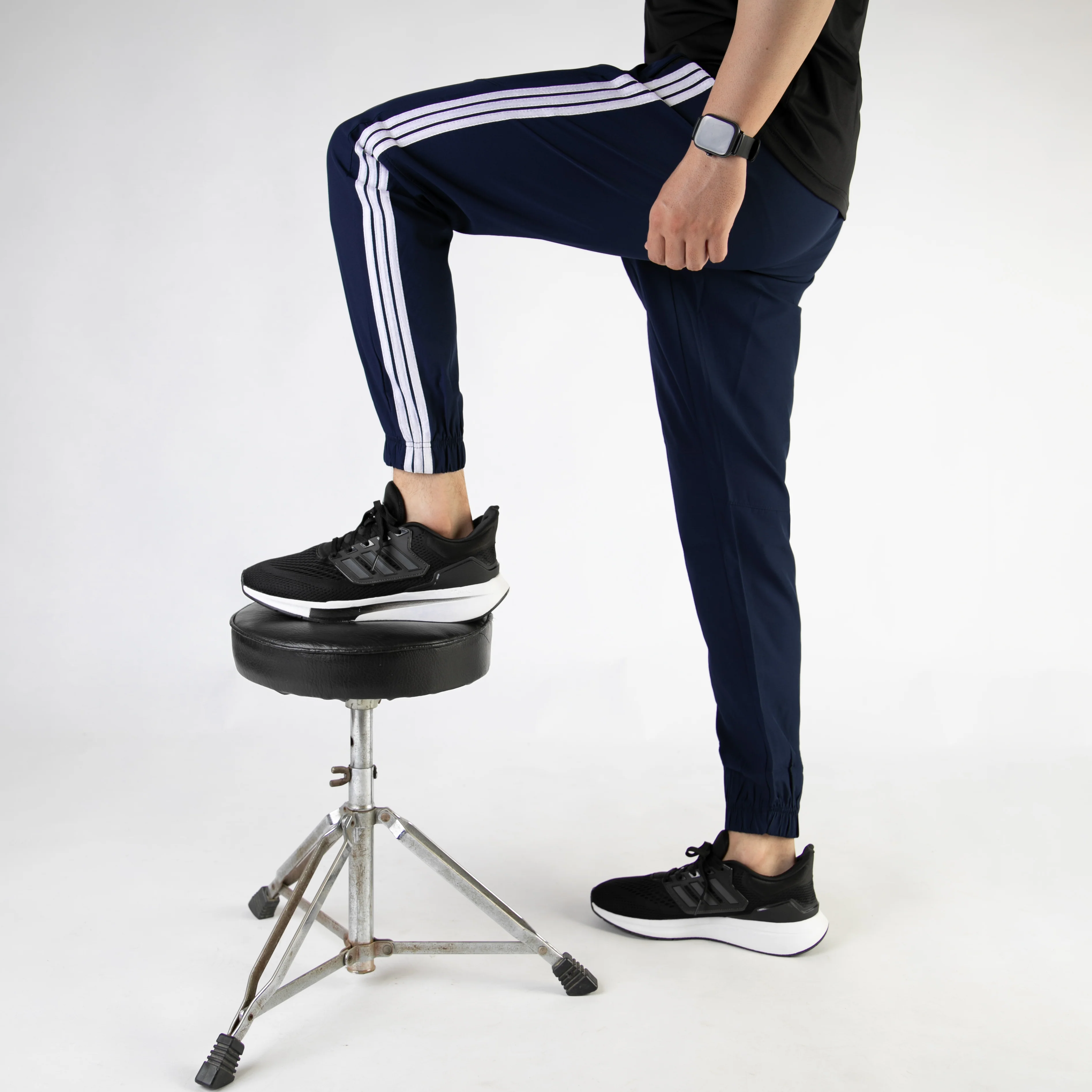 Navy Premium Micro Stretch Pants with Three White Stripes - Image 5