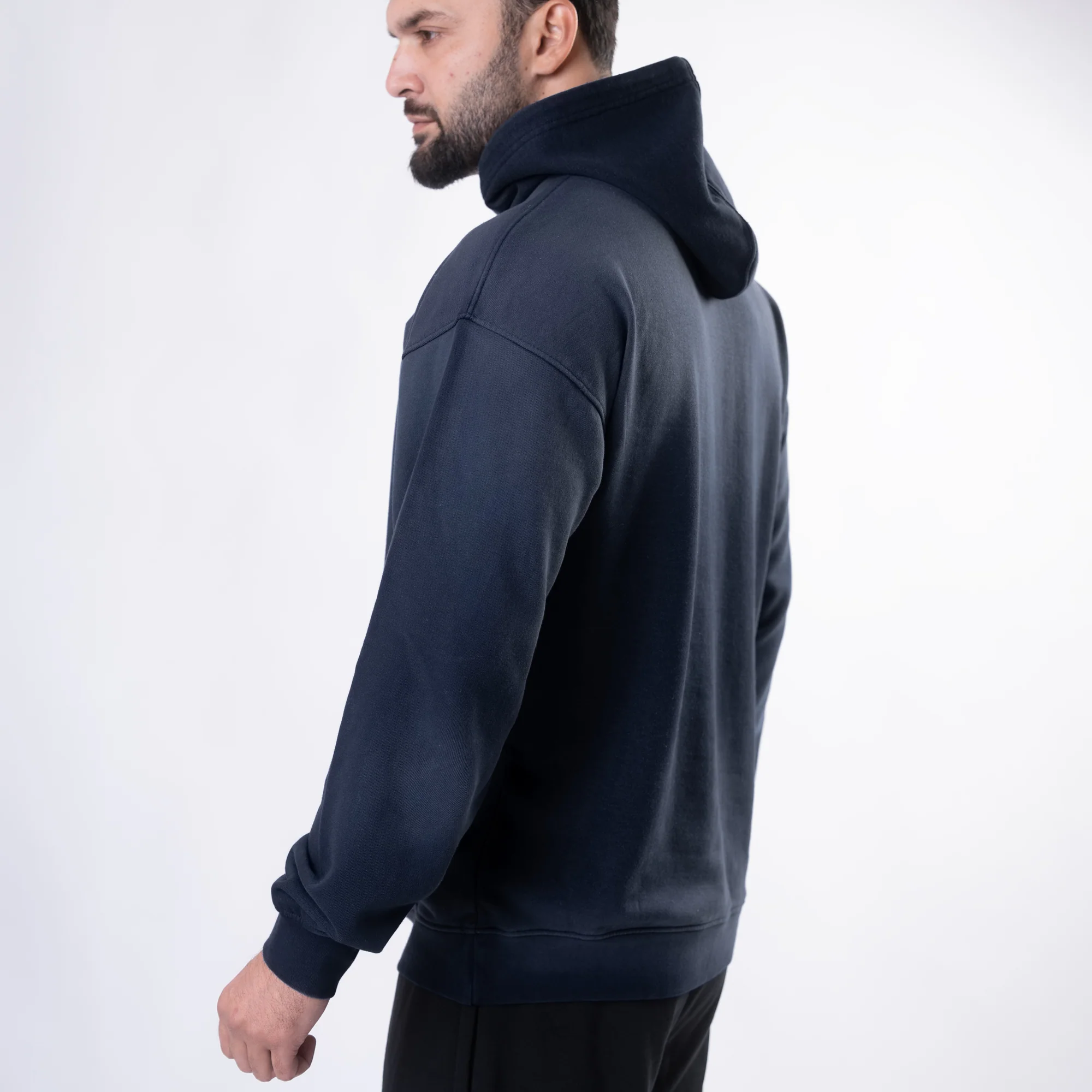 Navy Sun Faded Oversize Hoodie - Image 4