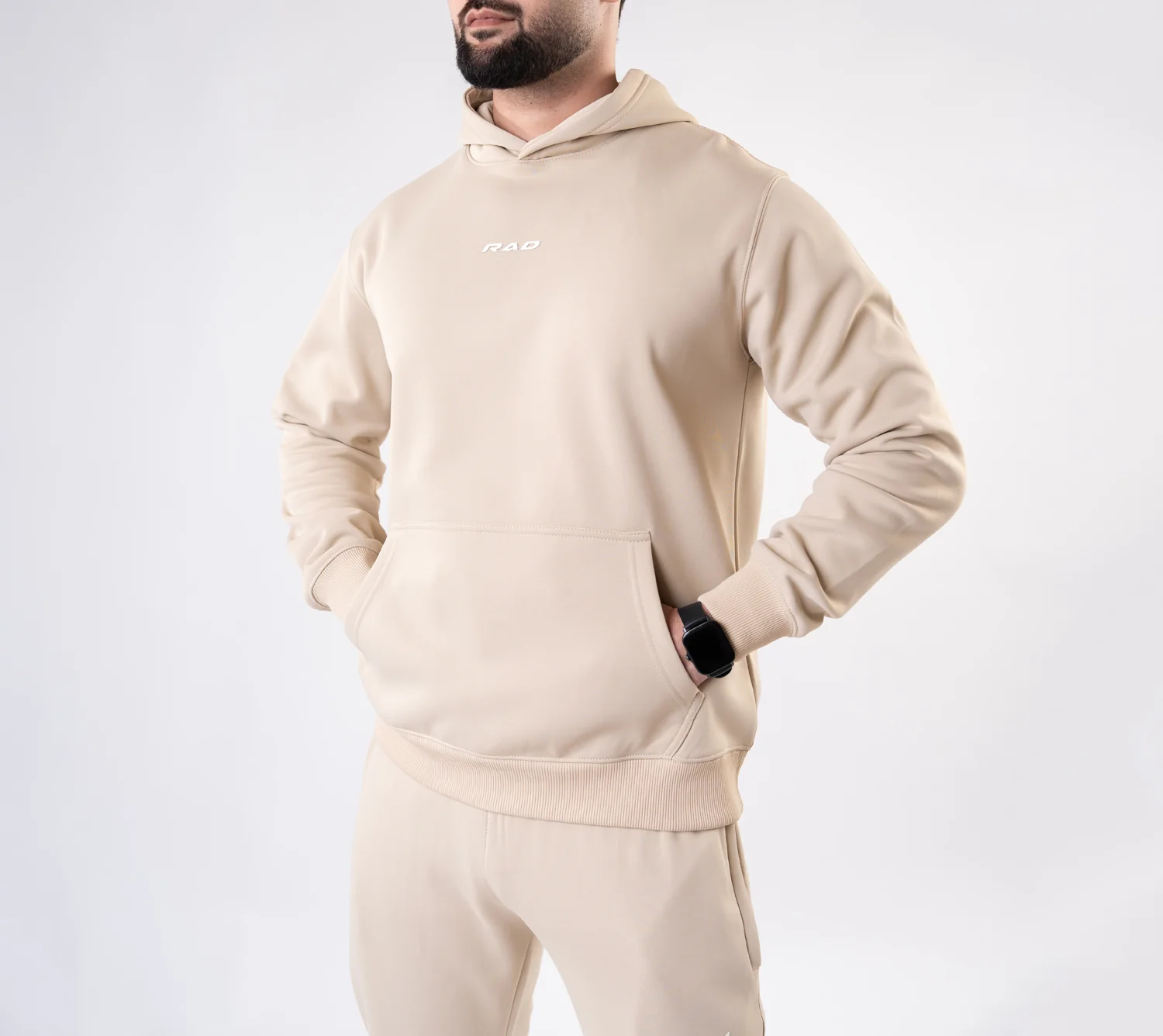 Plain Beige Fleece Tracksuit - Image 6
