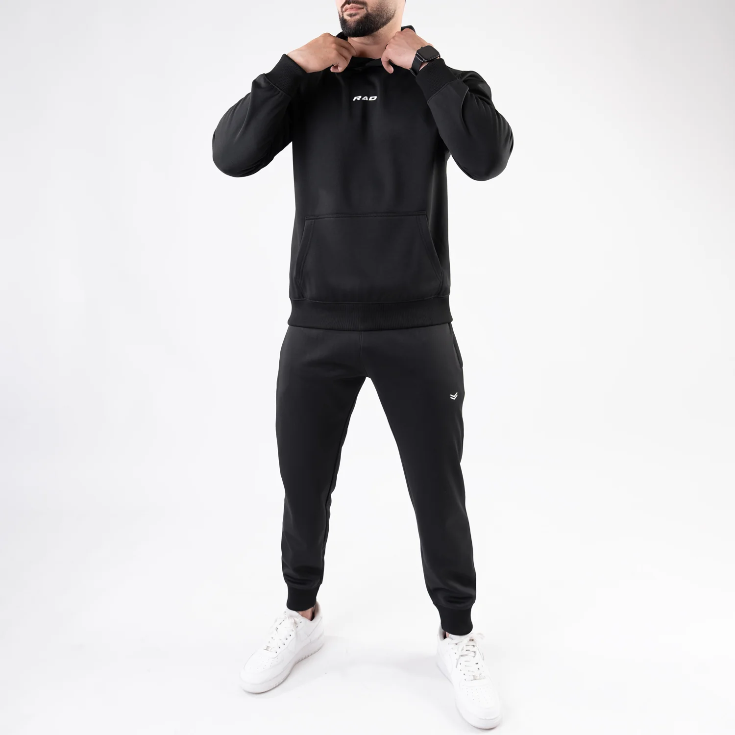 Plain Black Fleece Tracksuit - Image 3