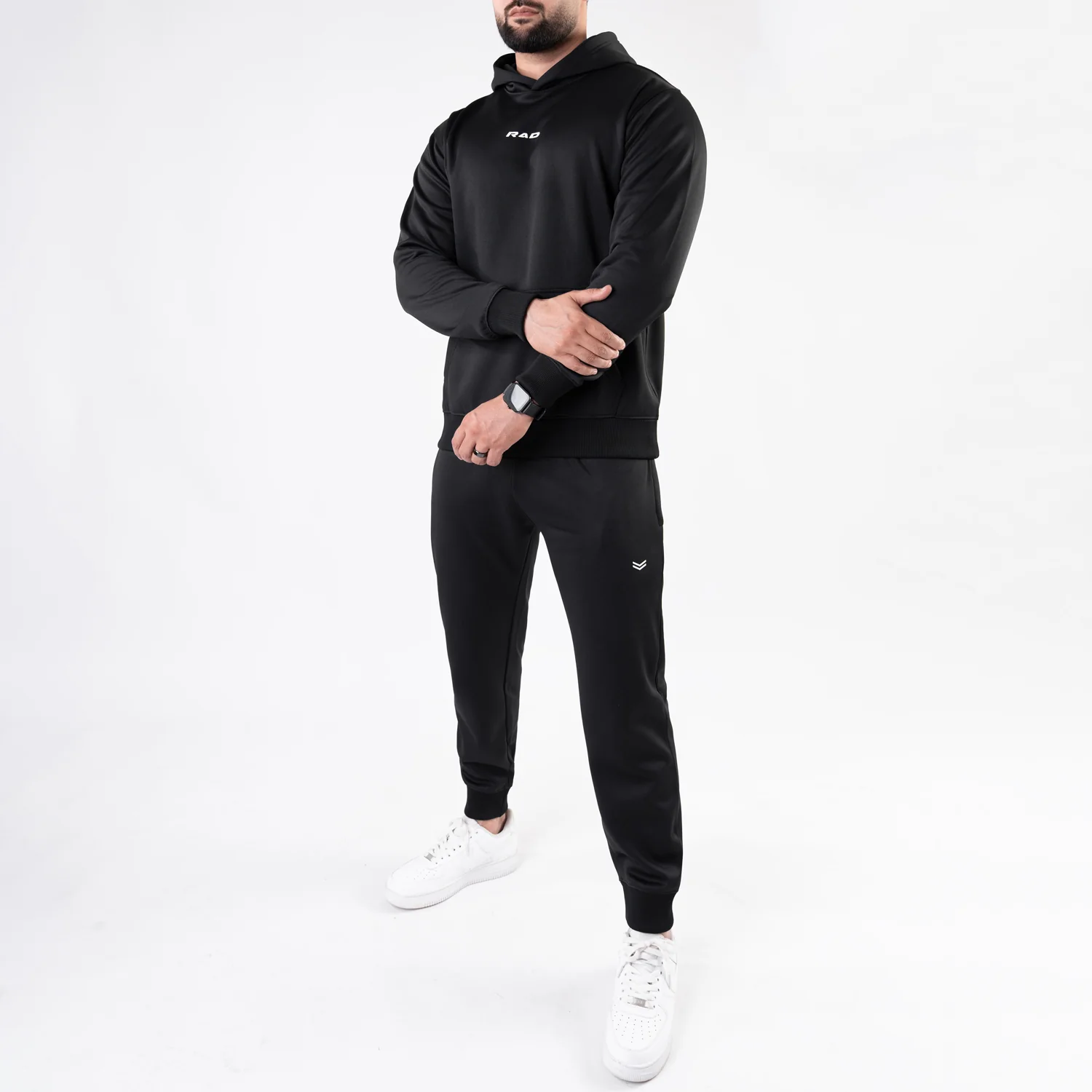 Plain Black Fleece Tracksuit - Image 4
