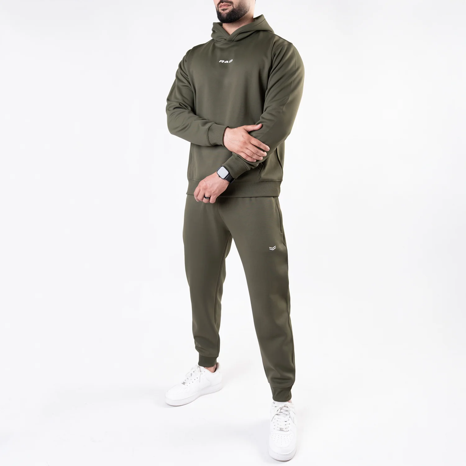 Plain Olive Fleece Tracksuit - Image 3
