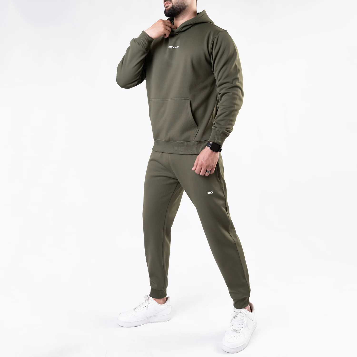 Plain Olive Fleece Tracksuit - Image 4
