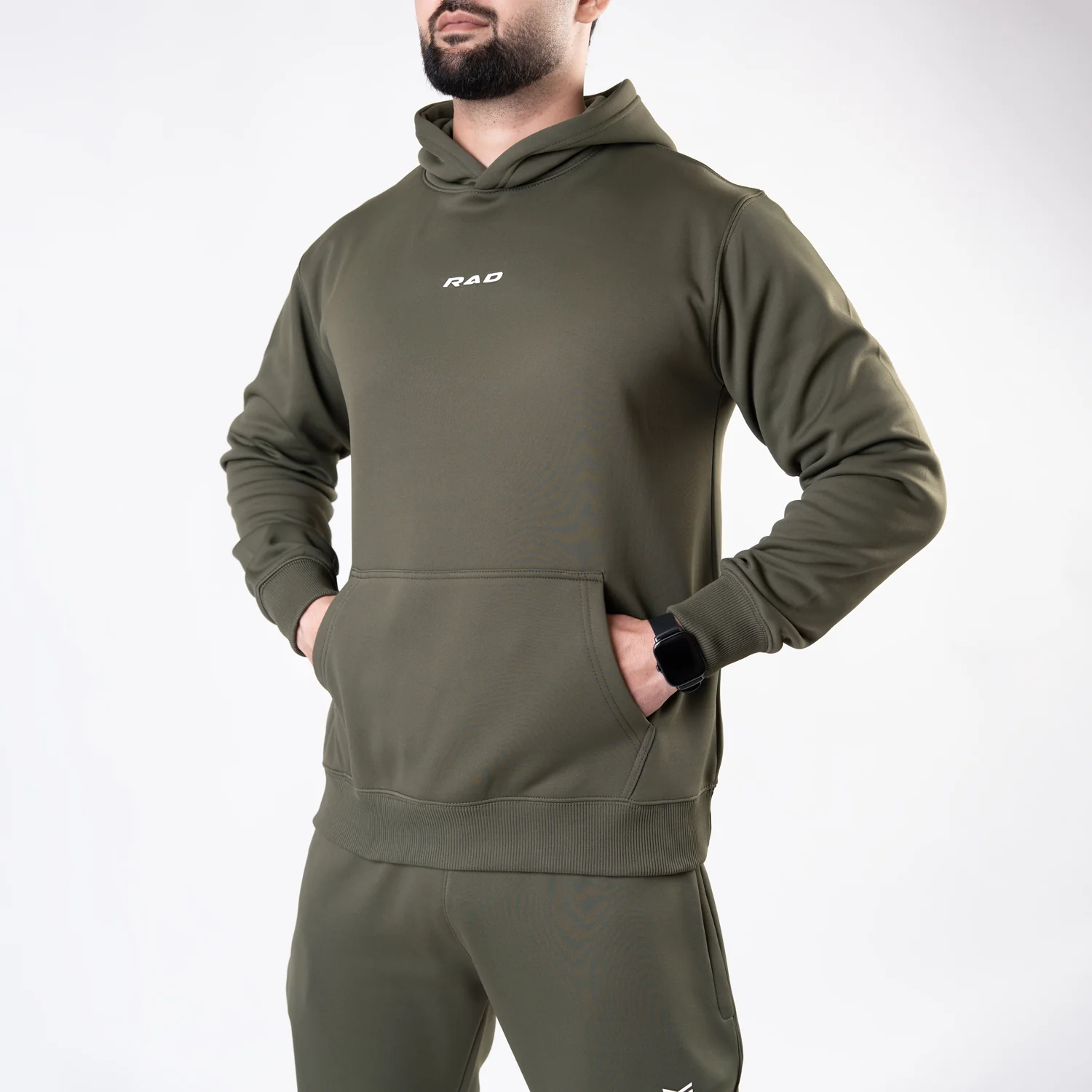 Plain Olive Fleece Tracksuit - Image 5
