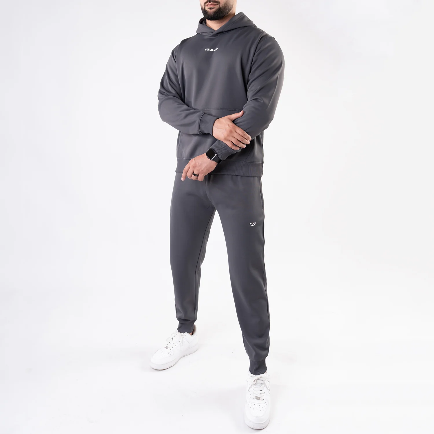Plain Smoke Gray Fleece Tracksuit - Image 3
