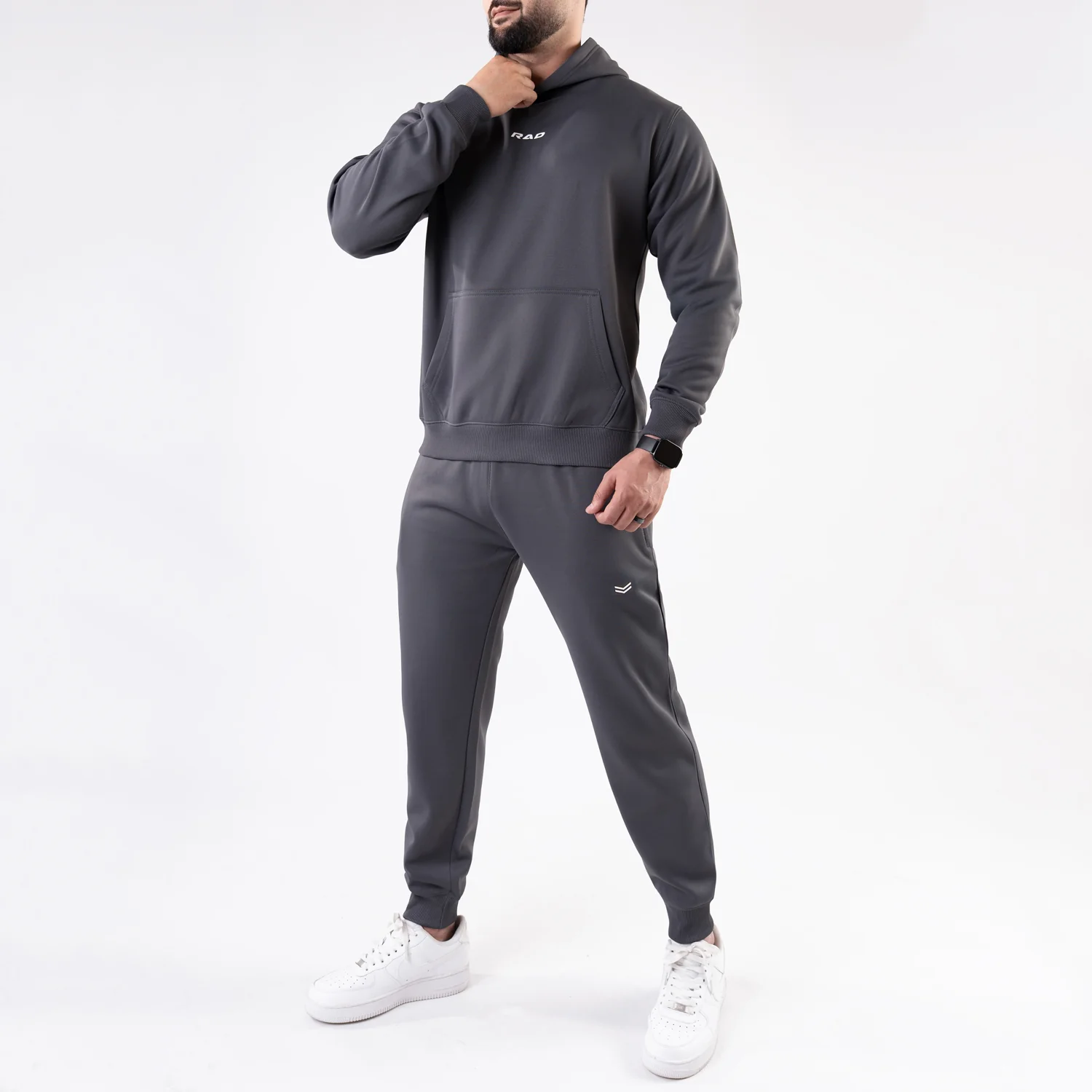 Plain Smoke Gray Fleece Tracksuit - Image 4