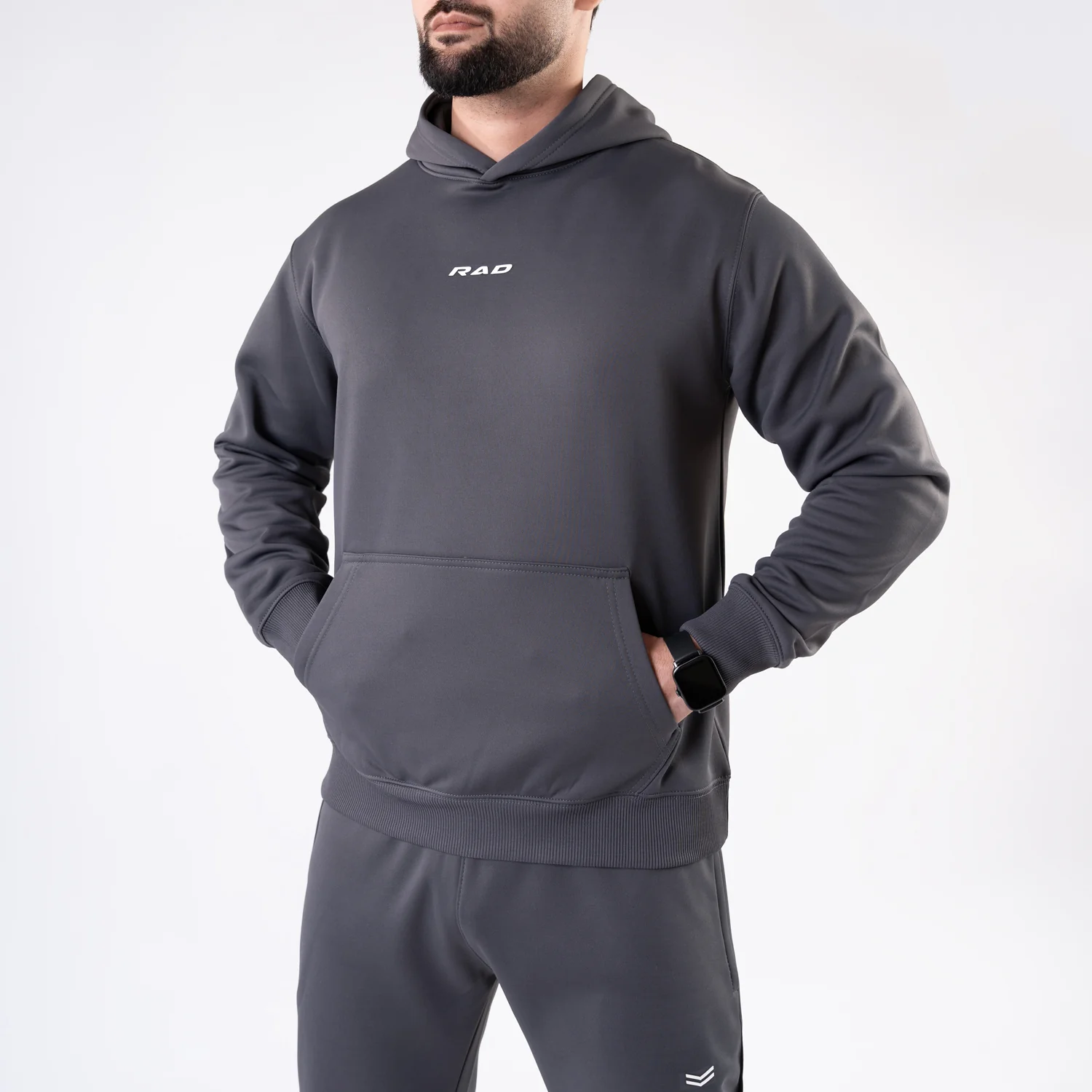 Plain Smoke Gray Fleece Tracksuit - Image 5