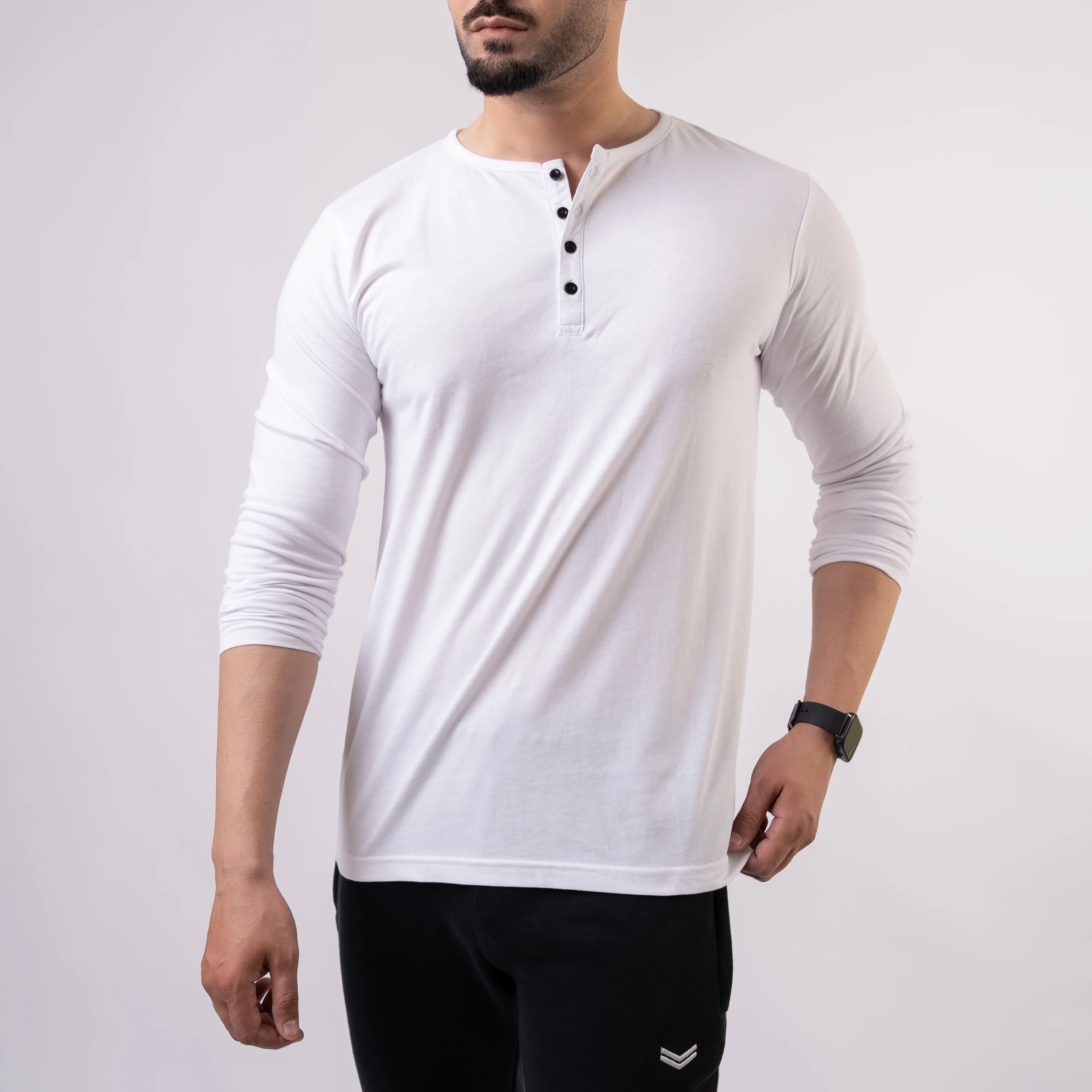 Plain White Henley - Image 3