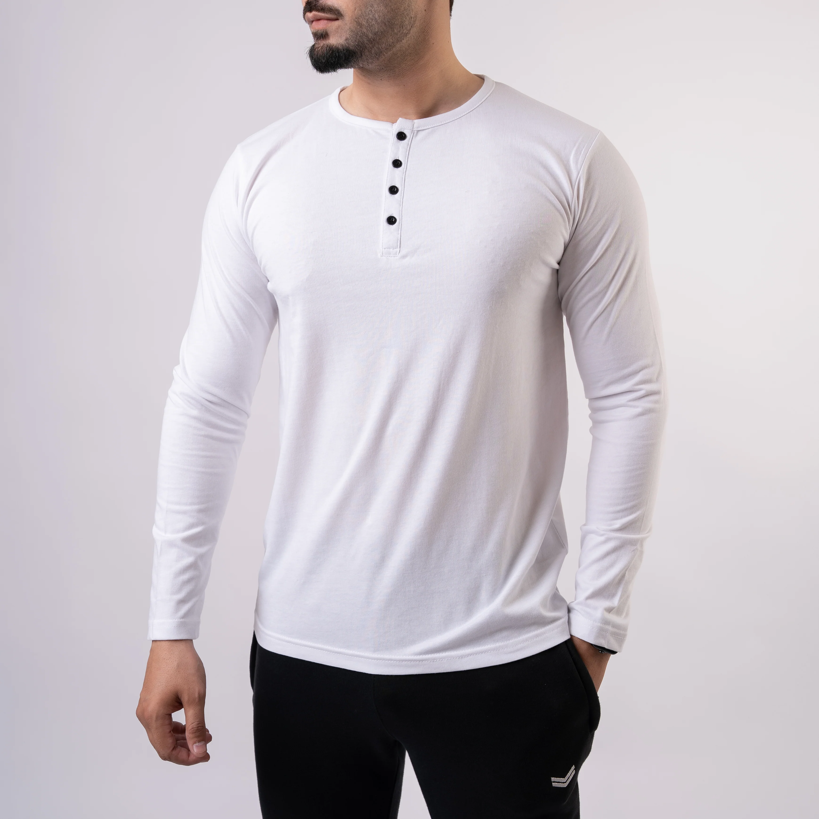 Plain White Henley - Image 4