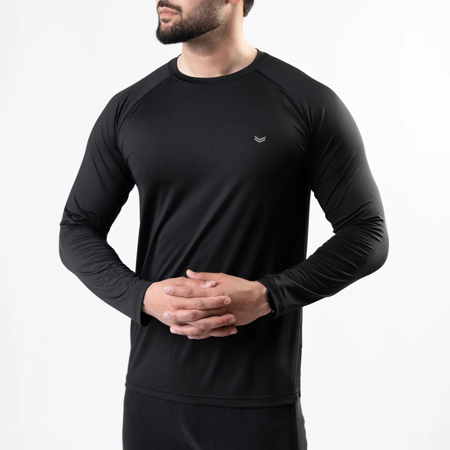 Premium black Lycra Full Sleeves Tee with 4-Way Stretch - Image 3