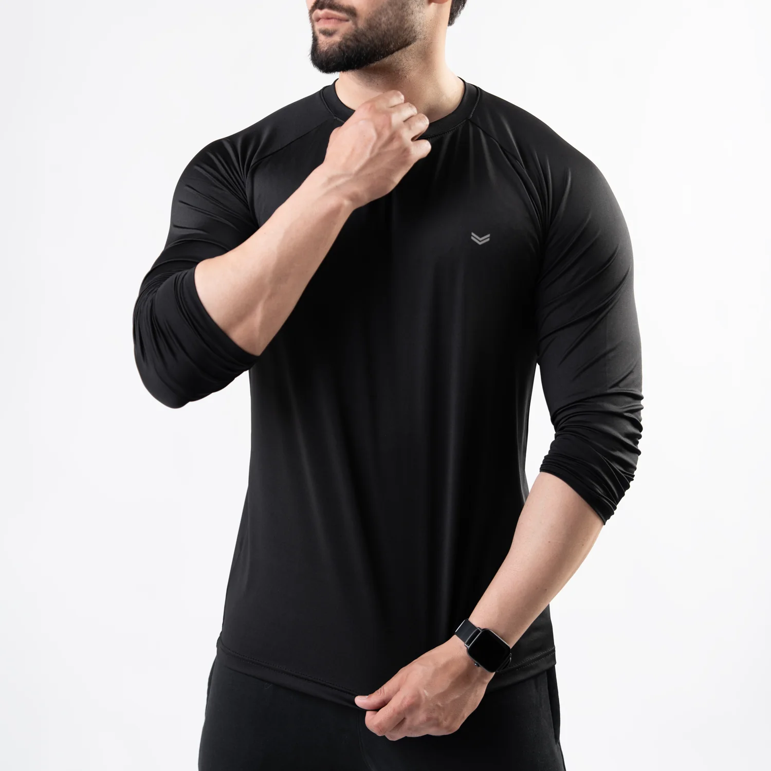 Premium black Lycra Full Sleeves Tee with 4-Way Stretch - Image 4