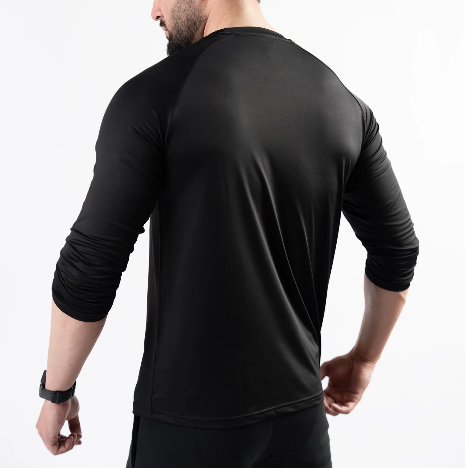 Premium black Lycra Full Sleeves Tee with 4-Way Stretch - Image 5