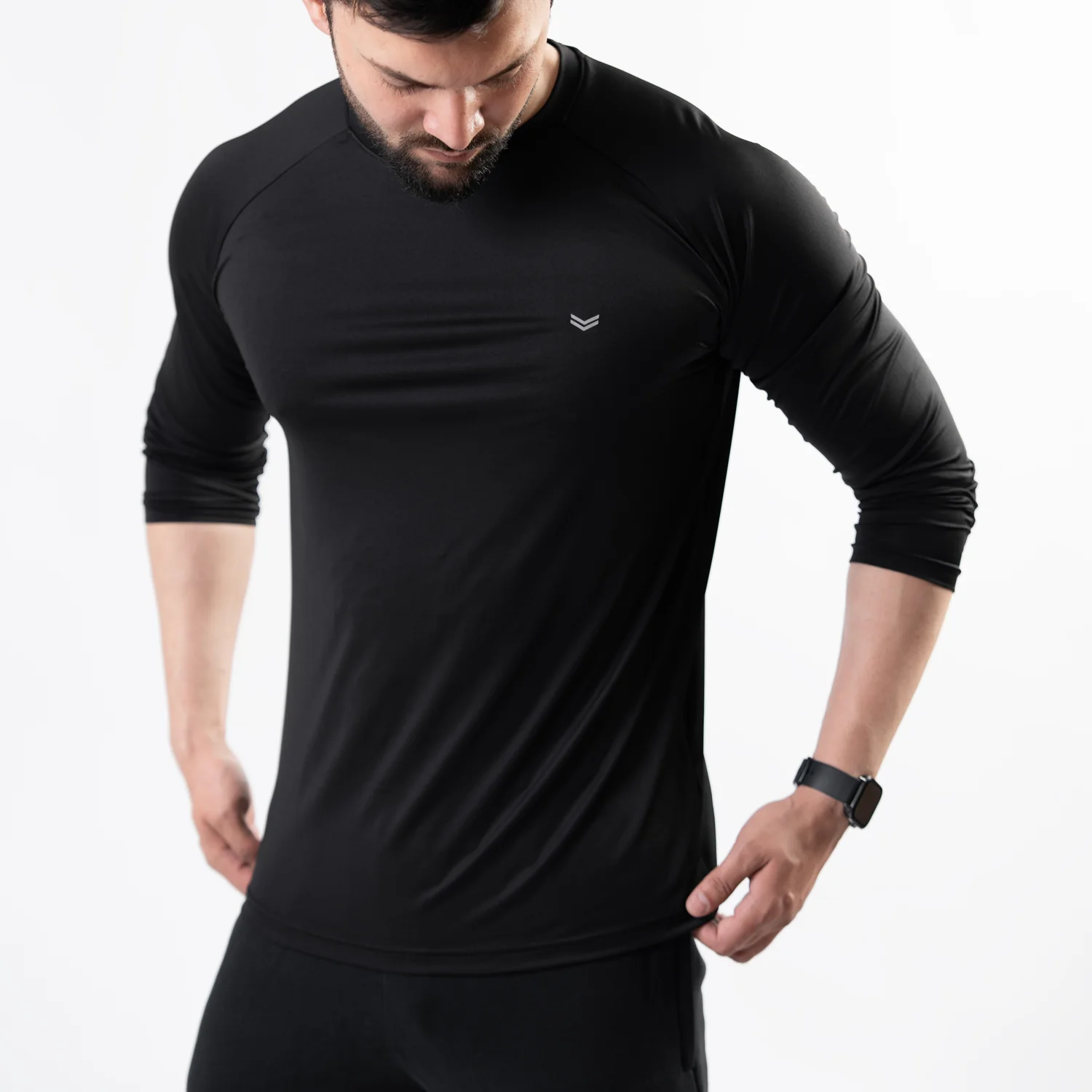 Premium black Lycra Full Sleeves Tee with 4-Way Stretch - Image 6