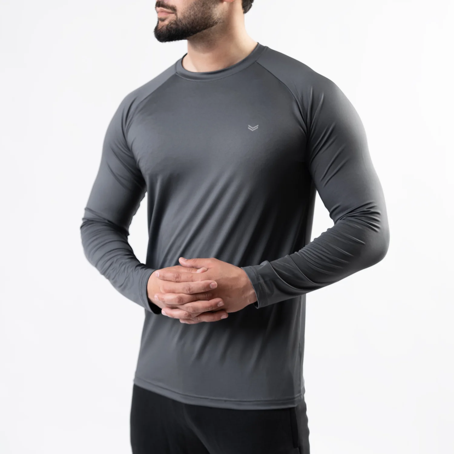 Premium Gray Lycra Full Sleeves Tee with 4-Way Stretch - Image 4