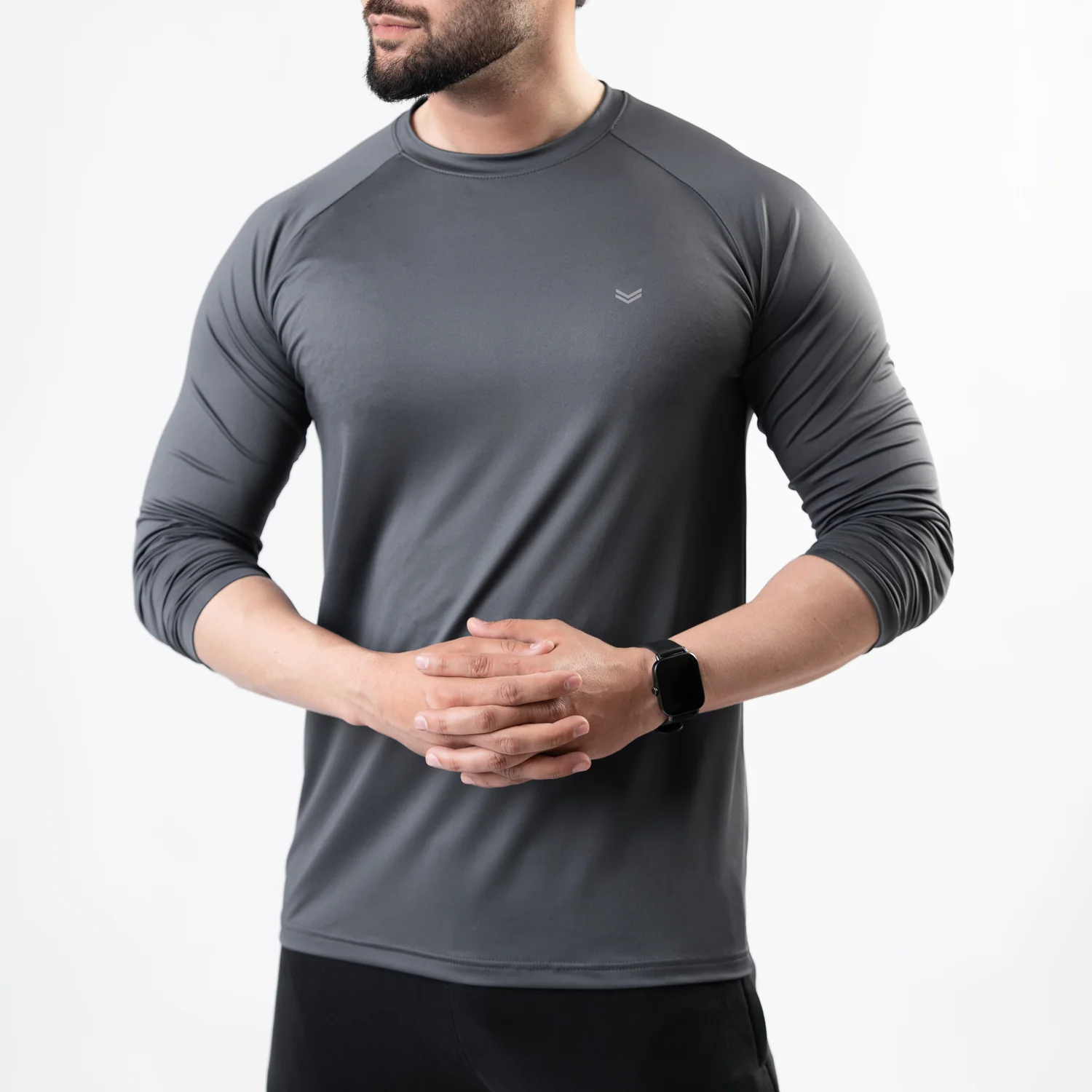 Premium Gray Lycra Full Sleeves Tee with 4-Way Stretch - Image 5