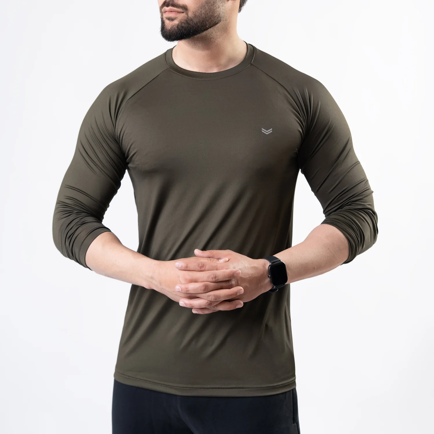 Premium Olive Lycra Full Sleeves Tee with 4-Way Stretch - Image 5