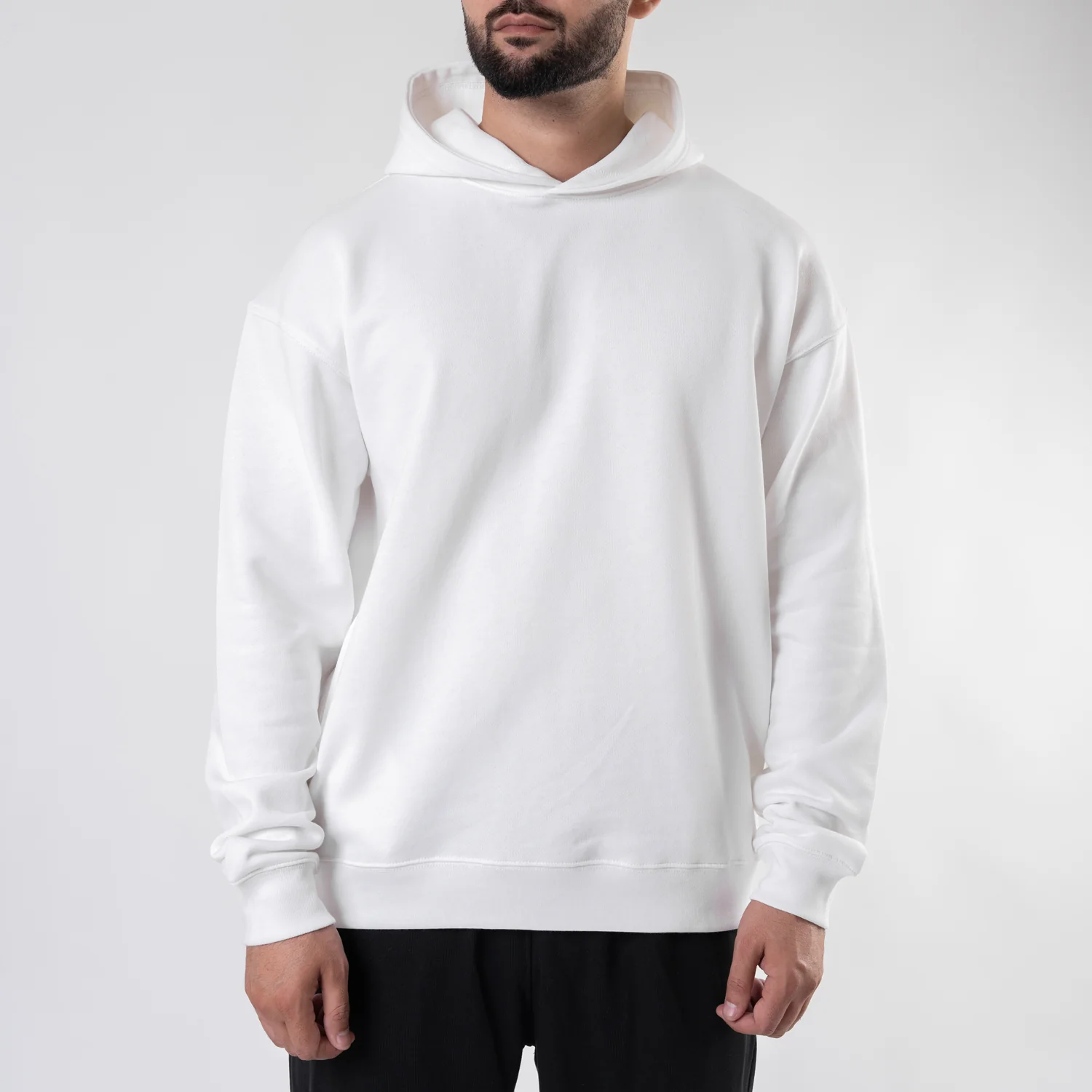 White Realistic Oversize Drop Shoulder Hoodie - Image 3